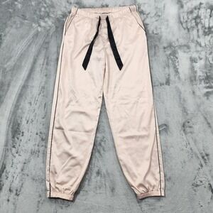 Victoria's Secret Pants Womens S Pink Black Satin Pull On Drawstring Jogger